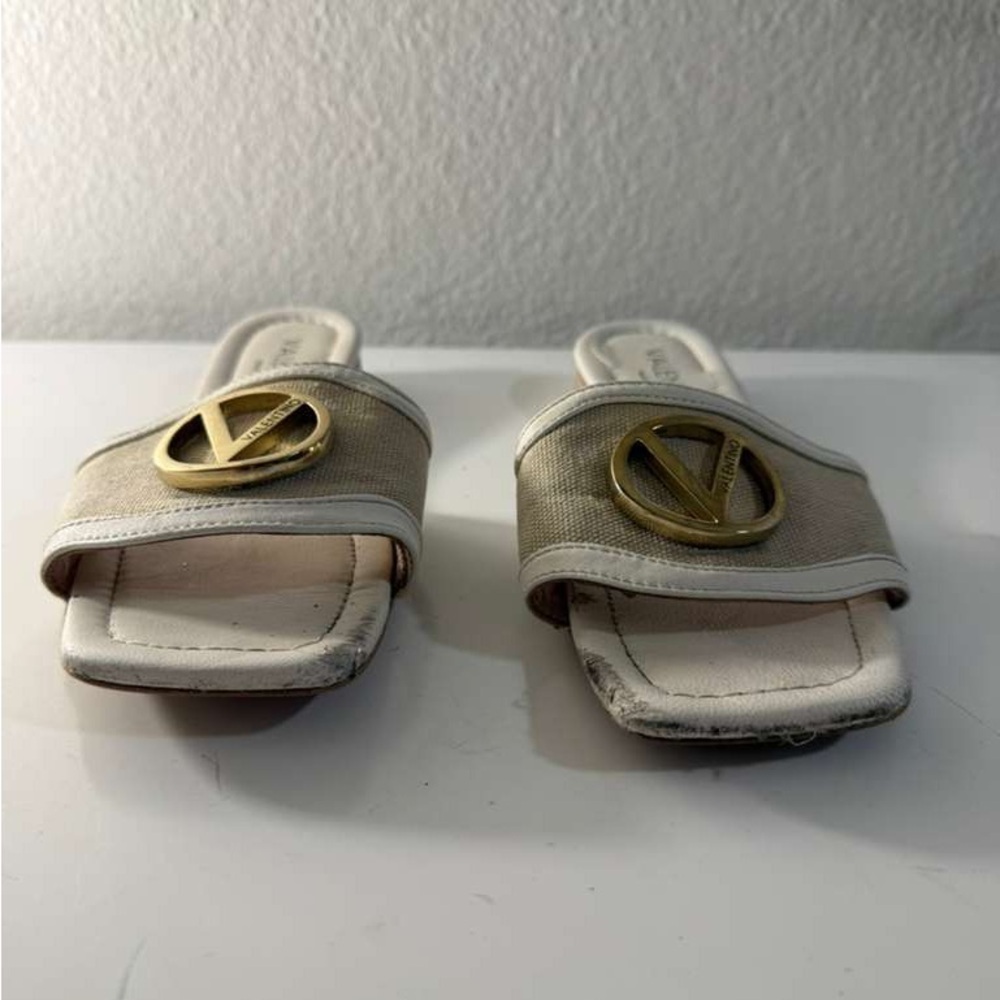 Valentino Cream and Gold Slide Sandals - Picture 2 of 4